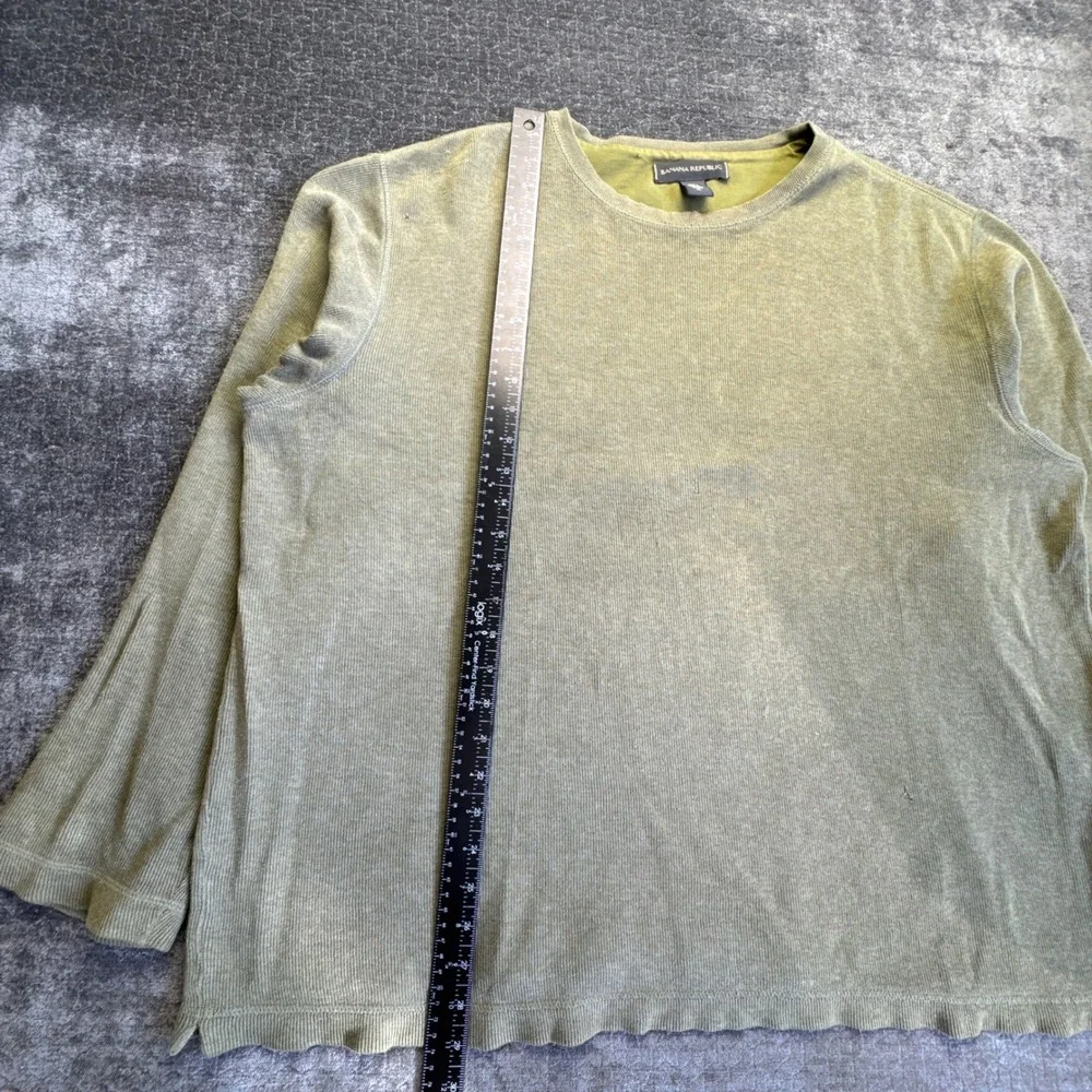 Banana Republic Sweater Men XL Olive Green Ribbed Knit Cotton Pullover Crew Neck